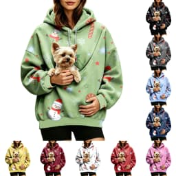 Women Fall And Winter Hoodie With Pet Pouch Oversized Pocket Colorful Print Sweatshirt For Dogs And Cats Sleep Hoodies Women