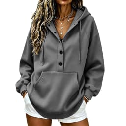 Hoodies For Women Solid Hooded Waist Sweatshirt Long Sleeve Button Zip Front Top Casual Daily Wear Full Length Hoodies for Women