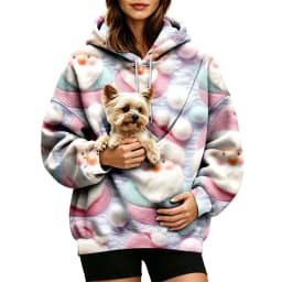 Women Fall And Winter Hoodie With Pet Pouch Oversized Pocket Colorful Print Sweatshirt For Dogs And Women's Hoodies Pullover