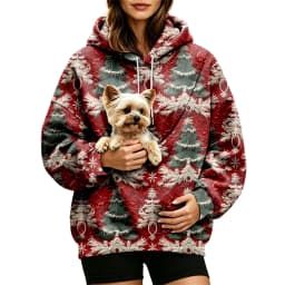 Women Fall And Winter Hoodie With Pet Pouch Oversized Pocket Colorful Print Sweatshirt For Dogs And Women's Hoodies Pullover