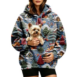 Women Fall And Winter Hoodie With Pet Pouch Oversized Pocket Colorful Print Sweatshirt For Dogs And Women's Hoodies Pullover