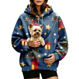 Women Fall And Winter Hoodie With Pet Pouch Oversized Pocket Colorful Print Sweatshirt For Dogs And Women's Hoodies Pullover