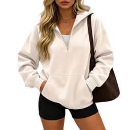 Women Half Zip Hoodie In Sweatshirt Women Half Zip Hoodie In Hood For Streetwear Casual Outfits Plain Pullover Sweatshirt Women