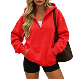 Women Half Zip Hoodie In Sweatshirt Women Half Zip Hoodie In Hood For Streetwear Casual Outfits Plain Pullover Sweatshirt Women
