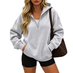 Women Half Zip Hoodie In Sweatshirt Women Half Zip Hoodie In Hood For Streetwear Casual Outfits Plain Pullover Sweatshirt Women