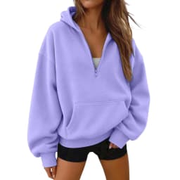 Women Half Zip Hoodie In Sweatshirt Women Half Zip Hoodie In Hood For Streetwear Casual Outfits Plain Pullover Sweatshirt Women