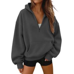 Women Half Zip Hoodie In Sweatshirt Women Half Zip Hoodie In Hood For Streetwear Casual Outfits Plain Pullover Sweatshirt Women