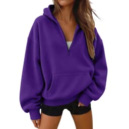 Women Half Zip Hoodie In Sweatshirt Women Half Zip Hoodie In Hood For Streetwear Casual Outfits Plain Pullover Sweatshirt Women