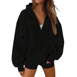 Women Half Zip Hoodie In Sweatshirt Women Half Zip Hoodie In Hood For Streetwear Casual Outfits Plain Pullover Sweatshirt Women