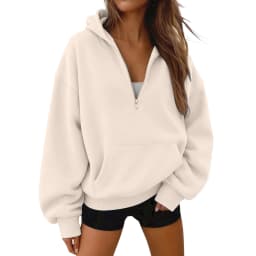 Women Half Zip Hoodie In Sweatshirt Women Half Zip Hoodie In Hood For Streetwear Casual Outfits Plain Pullover Sweatshirt Women