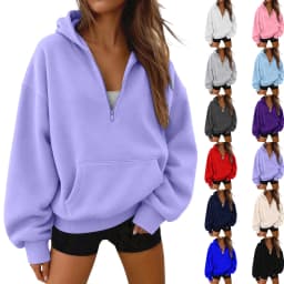 Women Half Zip Hoodie In Sweatshirt Women Half Zip Hoodie In Hood For Streetwear Casual Outfits Plain Pullover Sweatshirt Women