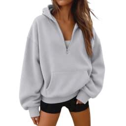 Women Half Zip Hoodie In Sweatshirt Women Half Zip Hoodie In Hood For Streetwear Casual Outfits Plain Pullover Sweatshirt Women