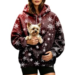 Women Fall And Winter Hoodie With Pet Pouch Oversized Pocket Colorful Print Sweatshirt For Dogs And Long Sweatshirt with Zipper
