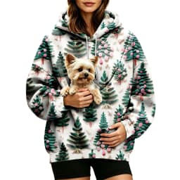 Women Fall And Winter Hoodie With Pet Pouch Oversized Pocket Colorful Print Sweatshirt For Dogs And Cats Woman's Zip Hoodie