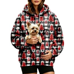 Women Fall And Winter Hoodie With Pet Pouch Oversized Pocket Colorful Print Sweatshirt For Dogs And Cats Woman's Zip Hoodie