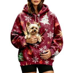 Women Fall And Winter Hoodie With Pet Pouch Oversized Pocket Colorful Print Sweatshirt For Dogs And Cats Womens Hoodie Zip up