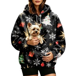 Women Fall And Winter Hoodie With Pet Pouch Oversized Pocket Colorful Print Sweatshirt For Dogs And Cats Womens Hoodie Zip up