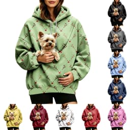 Women Fall And Winter Hoodie With Pet Pouch Oversized Pocket Colorful Print Sweatshirt For Dogs And Cats Woman's Hoodie