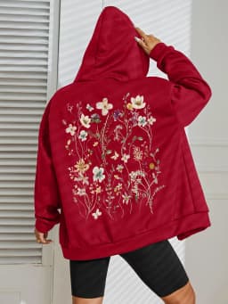 Beautiful Flower Clusters Printing Women Zipper Hoodie Vintage All-Match Hoodies Street Casual Streetwear Autumn Tracksuit