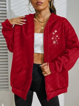Beautiful Flower Clusters Printing Women Zipper Hoodie Vintage All-Match Hoodies Street Casual Streetwear Autumn Tracksuit