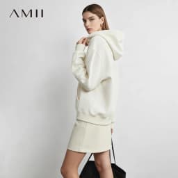 Amii Hooded Fleece Lined Sweatshirt Drop Shoulder Loose Fit Minimalist Slimming Casual Winter Women's Hoodies 12644038