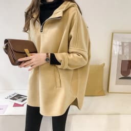 Women's Hooded Sweatshirt Solid Color Half Zipper Pullover With Pockets Loose Comfortable Versatile Casual Daily Wear Sweatshirt
