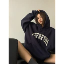 American Style Oversize Hoodie Women's Thickened Fleece Autumn Winter Casual Style Long Sleeve Sweatshirt Street Fashion