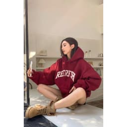 American Style Oversize Hoodie Women's Thickened Fleece Autumn Winter Casual Style Long Sleeve Sweatshirt Street Fashion