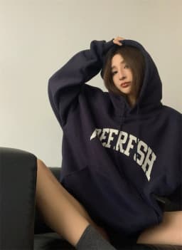 American Style Oversize Hoodie Women's Thickened Fleece Autumn Winter Casual Style Long Sleeve Sweatshirt Street Fashion