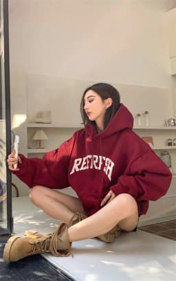 American Style Oversize Hoodie Women's Thickened Fleece Autumn Winter Casual Style Long Sleeve Sweatshirt Street Fashion