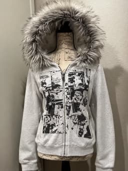 American Retro Y2K Hoodie Faux Fur Hoodie Zipper Long Sleeve Y2K Gothic Punk Style Streetwear Vintage Autumn Winter Sweatshirts