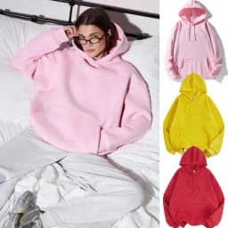 Basic Winter Womens Solid Hoodies Strecth Fleece Comfortable Sweatshirts Loose Pocket Warm Clothes New Street Female Pullover