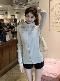 Slim Fit Sportswear Pink Hoodie Cardigan Women's Autumn Winter New Style Cotton Blend Thickened Warmth Commute Fashion