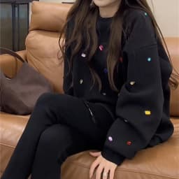 Korean style color drill turtle neck women's autumn and winter fashion shoulder-length long sleeve loose Joker black sweater