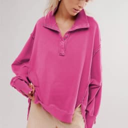 Woman's Autumn Solid Color Sweatshirt Fashion Flip Collar Long Sleeves The Hem Is Irregular Hoodie Ladies Elegant Button Tops