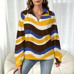 Betawoo Sunflower Premium Casual Long Sleeve V-Neck Sweatshirt For Women