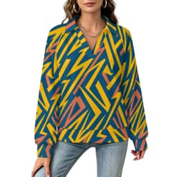 Betawoo Sunflower Premium Casual Long Sleeve V-Neck Sweatshirt For Women