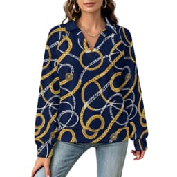 Betawoo Checkered Premium Casual Long Sleeve V-Neck Sweatshirt For Women