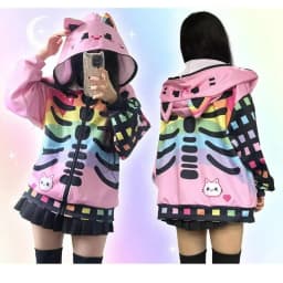 Japanese 3D Printing Casual Hoodies Women Y2k Aesthetic Vintage Loose Hoody Autumn Streetwear ​Zipper Pocket Grunge Sweatshirt