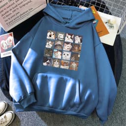 Funny Meme Cats Cartoons Print Women Hoody Hip Hop Crewneck Hoodies Oversized Fleece Pullovers Fashion Casual Womens Sportswear