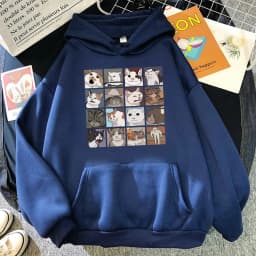 Funny Meme Cats Cartoons Print Women Hoody Hip Hop Crewneck Hoodies Oversized Fleece Pullovers Fashion Casual Womens Sportswear