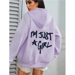 Women's Casual Pocket Hoodies with I'm Just A Girl Letter Print Autunm Winter Hooded Clothes Graphic Y2k Sweatshirts Streetwear
