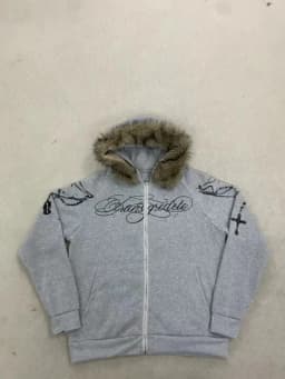 Harajuku Aesthetics Classics Casual Long Sleeved Hoodie Fashionable Personalized Printed Zipper Detachable Fur Collar Hat Hoodie