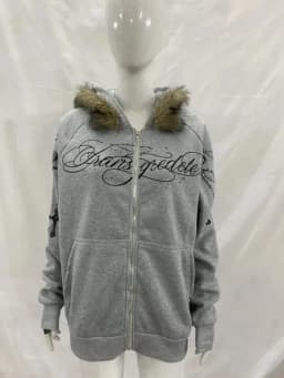 Harajuku Aesthetics Classics Casual Long Sleeved Hoodie Fashionable Personalized Printed Zipper Detachable Fur Collar Hat Hoodie