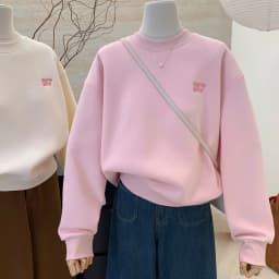 Loose Fleece Women's Sweatshirt Long Sleeve Letter Print Korean Style Comfortable Autumn Winter Casual Top for Ladies