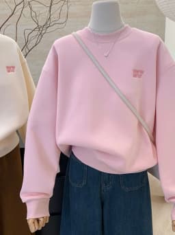 Loose Fleece Women's Sweatshirt Long Sleeve Letter Print Korean Style Comfortable Autumn Winter Casual Top for Ladies