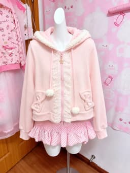 Y2K Fairy Grunge Japanese Printed Cardigan Women Ruffle Patchwork Outerwear Sweet Lolita Harajuku Daily Casual Street Outfit