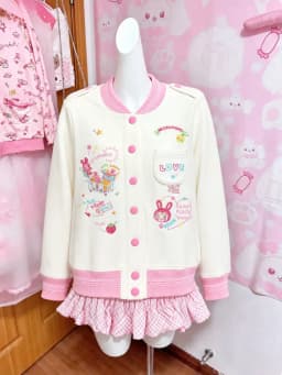 Y2K Fairy Grunge Japanese Printed Cardigan Women Ruffle Patchwork Outerwear Sweet Lolita Harajuku Daily Casual Street Outfit