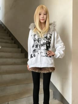 Y2K Vintage Hoodie Faux Fur Hoodie Zipper Long Sleeve Y2K Gothic Punk Style Streetwear Subculture Autumn Winter Sweatshirts