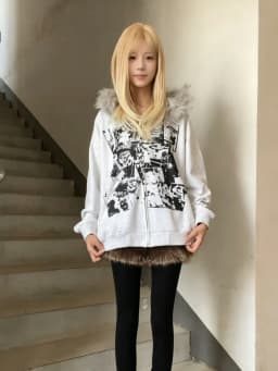 Y2K Vintage Hoodie Faux Fur Hoodie Zipper Long Sleeve Y2K Gothic Punk Style Streetwear Subculture Autumn Winter Sweatshirts